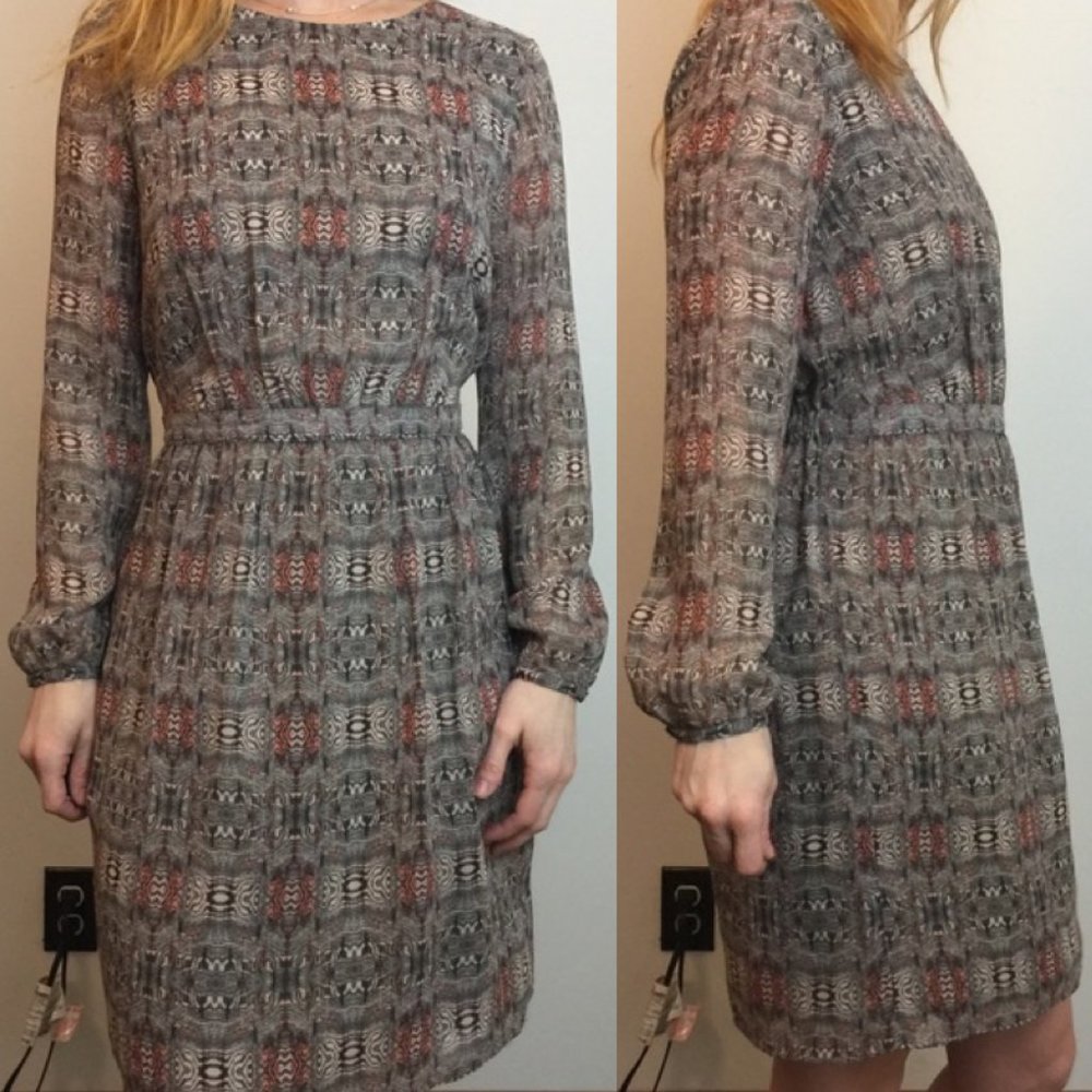 New Madewell Broadway & Broome Melody silk groovy peasant sheer sleeve dress